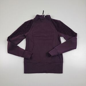Lululemon Sweatshirt Womens Sz 4 Red Purple Zip Pullover Collared Velour Flowers